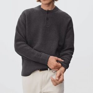 Men's Everlane ReCashmere Waffle Henley Sweater- SZ M - In Perfect Condition!